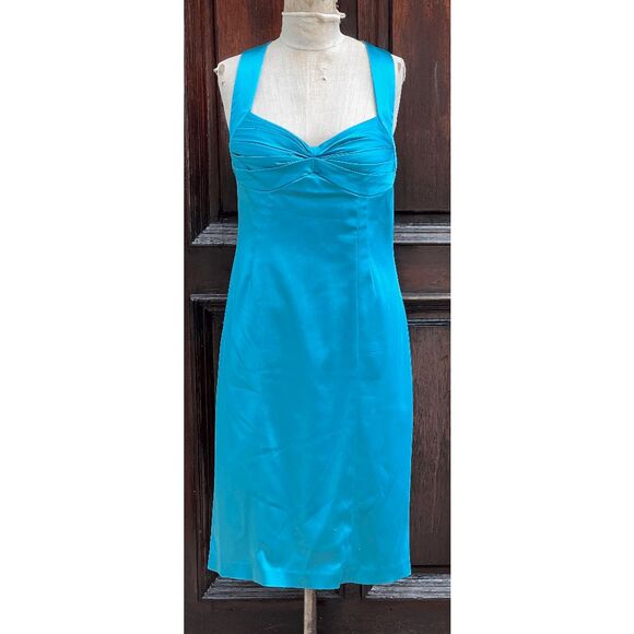 Calvin Klein Tropical Mermaid Turquoise Short Formal Dress - Size 9 - Picture 2 of 11
